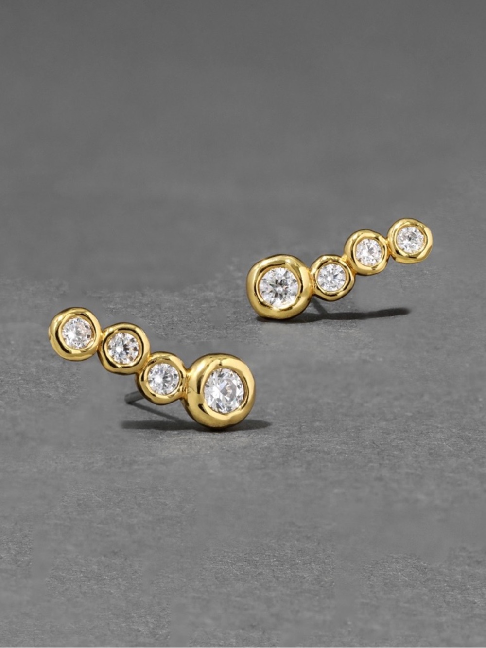 Asterales Gold Bar Earrings 14k Gold Plated C Z Alexis Bittar AU05